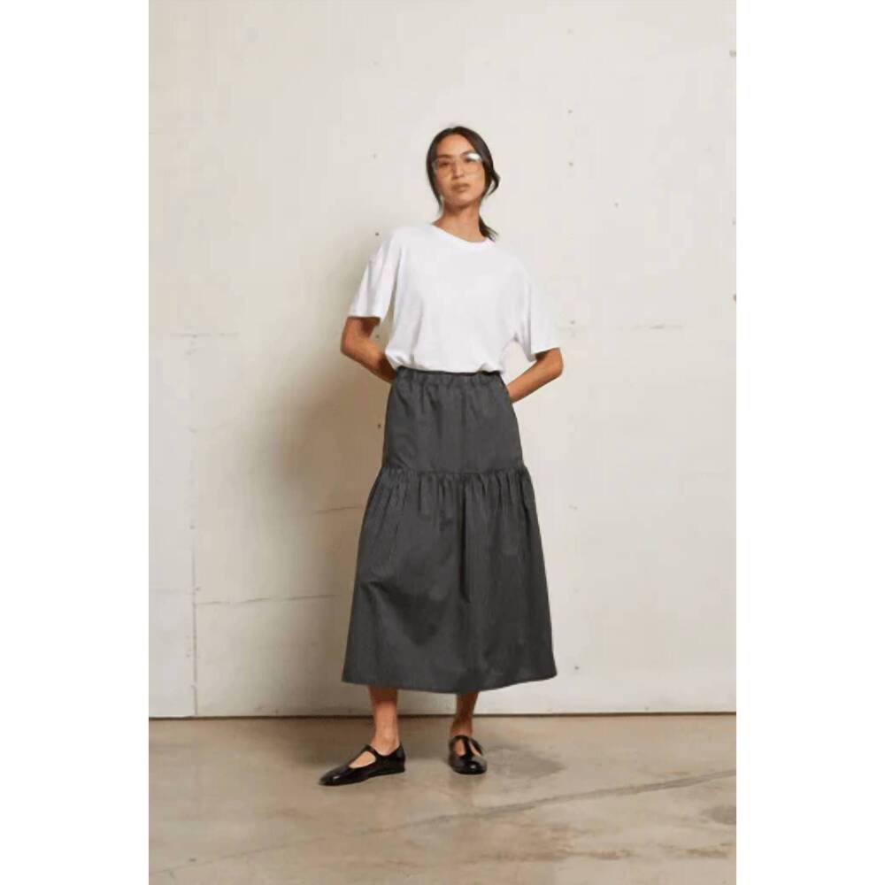 NEW PERFECTWHITETEE arielle poplin midi skirt in black stripe